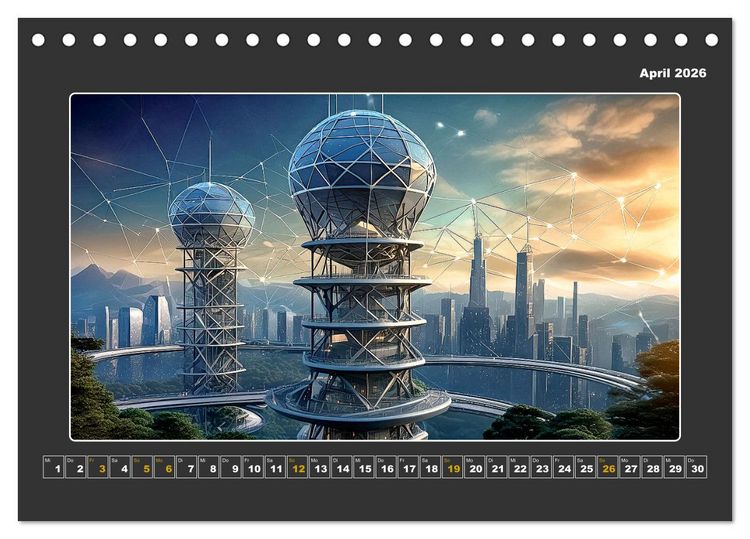 Produktbild: Zukunftsvision Megacity (Tischkalender 2026 DIN A5 quer), CALVENDO Monatskalender