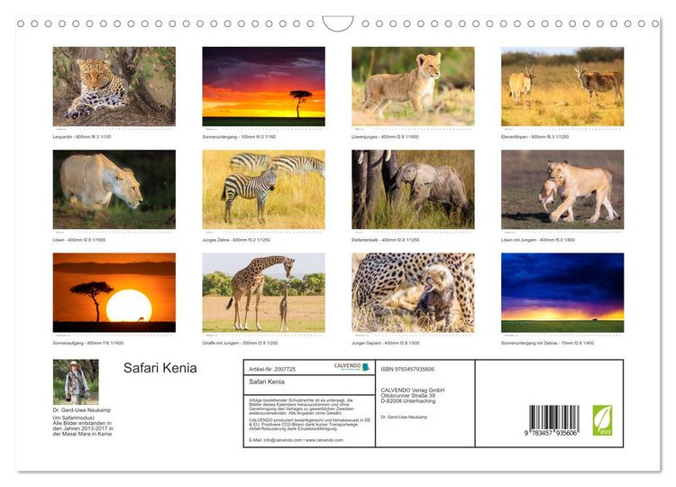 Produktbild: Safari Kenia (Wandkalender 2026 DIN A3 quer), CALVENDO Monatskalender