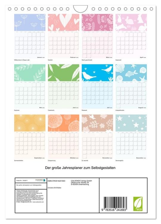 Produktbild: Der gro&szlig;e Jahresplaner zum Selbstgestalten (Wandkalender 2026 DIN A4 hoch), CALVENDO Monatskalender
