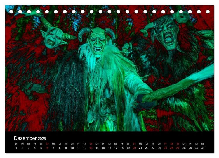 Produktbild: Perchten und Krampusse im Voralpenland (Tischkalender 2026 DIN A5 quer), CALVENDO Monatskalender
