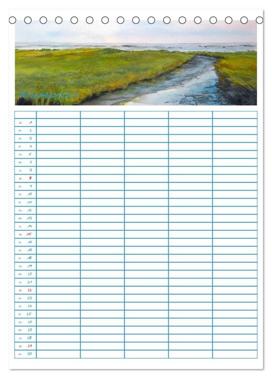 Produktbild: Amrumaquarelle (Tischkalender 2026 DIN A5 hoch), CALVENDO Monatskalender