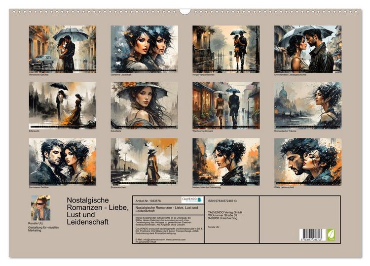 Produktbild: Nostalgische Romanzen - Liebe, Lust und Leidenschaft (Wandkalender 2026 DIN A2 quer), CALVENDO Monatskalender