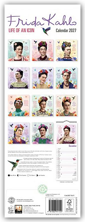 Produktbild: Frida Kahlo &ndash; Life of an Icon &ndash; Slimline-Kalender 2027 &ndash; Original Flame Tree Publishing-Kalender Slimeline [Kalender]
