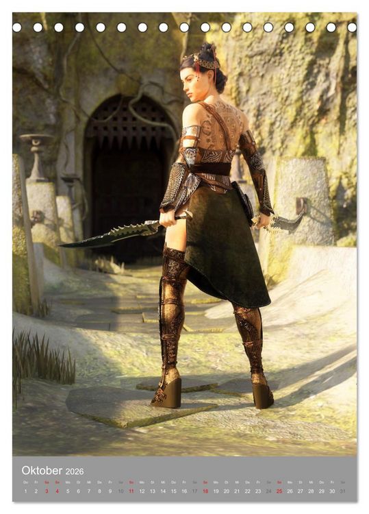 Produktbild: Fantasy Kriegerinnen (Tischkalender 2026 DIN A5 hoch), CALVENDO Monatskalender