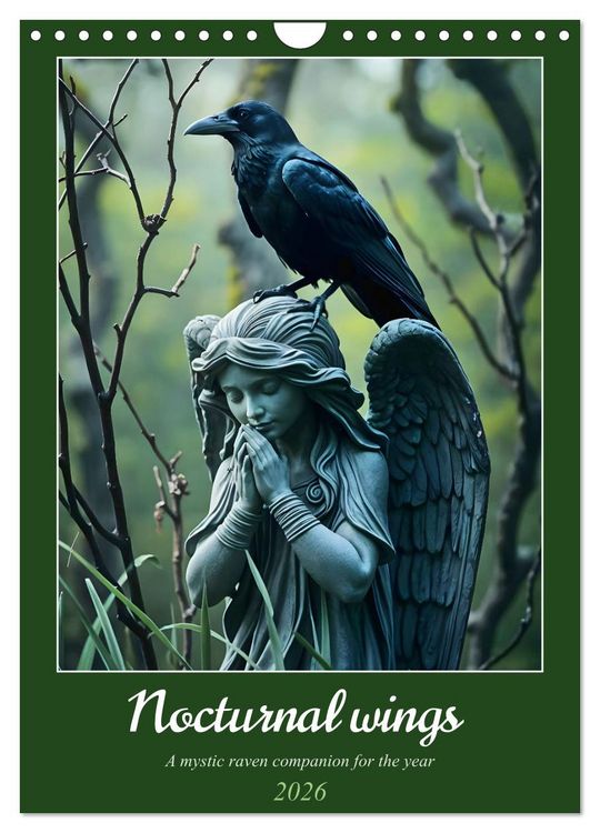 Produktbild: Nocturnal wings - A mystic raven companion for the year (Wall Calendar 2026 DIN A4 portrait), CALVENDO 12 Month Wall Calendar