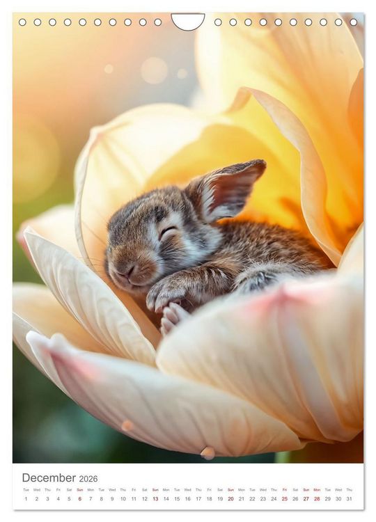 Produktbild: Forest babies asleep in flowers (Wall Calendar 2026 DIN A4 portrait), CALVENDO 12 Month Wall Calendar