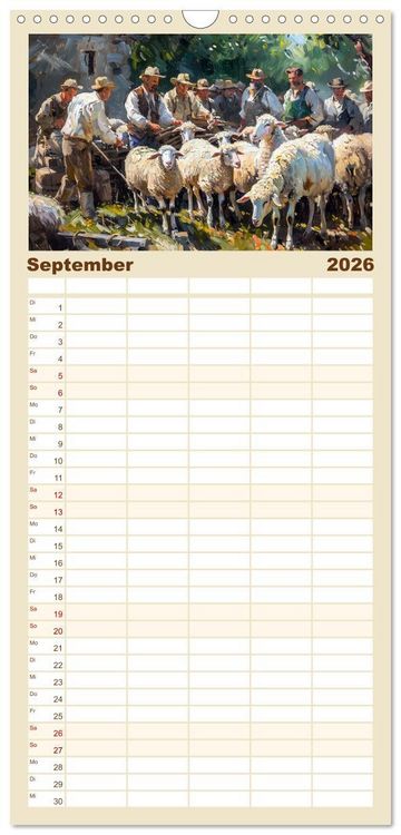 Produktbild: Familienplaner 2026 - Facetten des alten Landlebens mit 5 Spalten (Wandkalender, 21 x 45 cm) CALVENDO