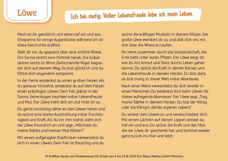 Produktbild: 30 Krafttier-Karten mit Fantasiereisen für Kinder von 4 bis 10