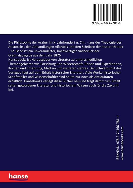 Produktbild: Die Philosophie der Araber im X. Jahrhundert n. Chr.