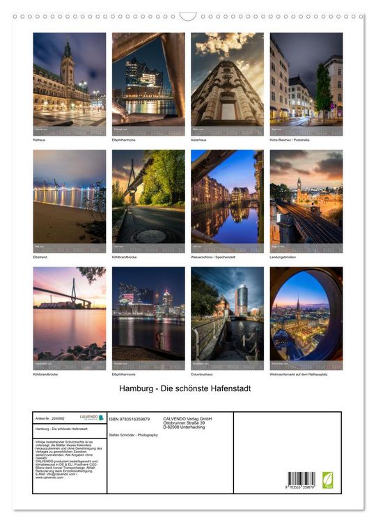 Produktbild: Hamburg - Die sch&ouml;nste Hafenstadt (Wandkalender 2026 DIN A2 hoch), CALVENDO Monatskalender