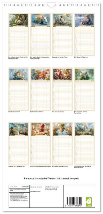 Produktbild: Familienplaner 2026 - Paradoxe fantastische Welten - M&auml;rchenhaft verspielt mit 5 Spalten (Wandkalender, 21 x 45 cm) CALVENDO