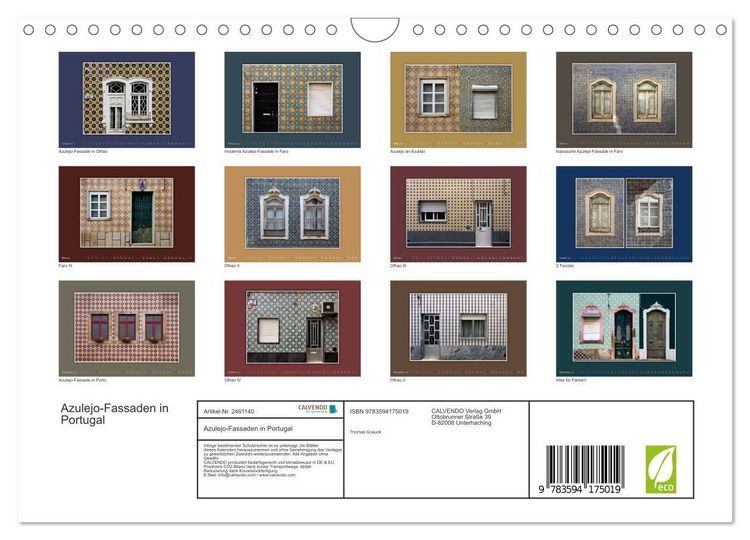 Produktbild: Azulejo-Fassaden in Portugal (Wandkalender 2027 DIN A4 quer), CALVENDO Monatskalender