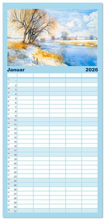 Produktbild: Familienplaner 2026 - Havelland Flair - Immer in Flussn&auml;he mit 5 Spalten (Wandkalender, 21 x 45 cm) CALVENDO