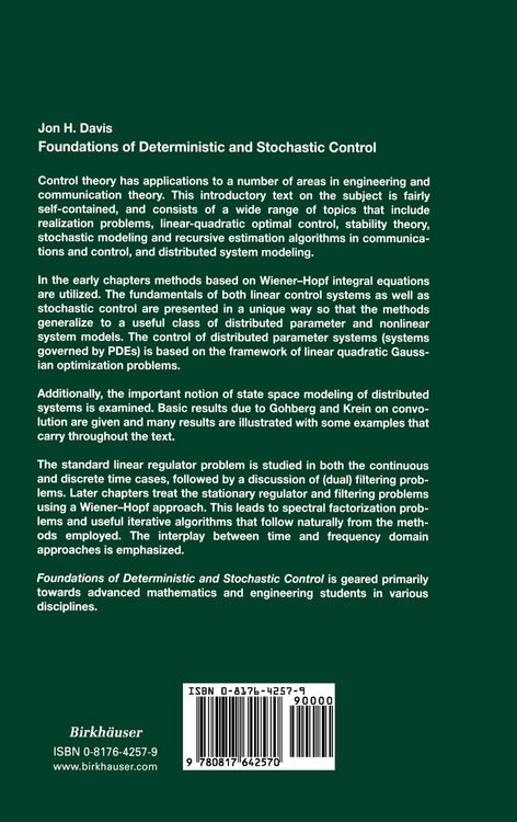 Produktbild: Foundations of Deterministic and Stochastic Control