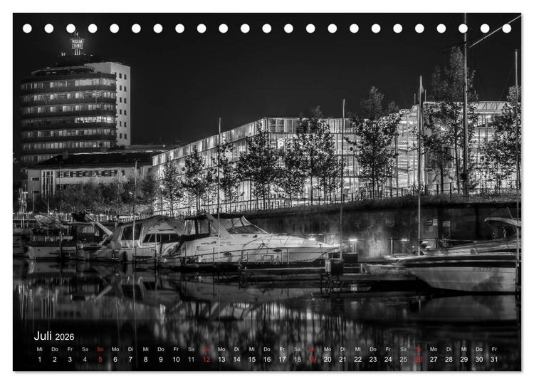 Produktbild: Heilbronn bei Nacht (Tischkalender 2026 DIN A5 quer), CALVENDO Monatskalender