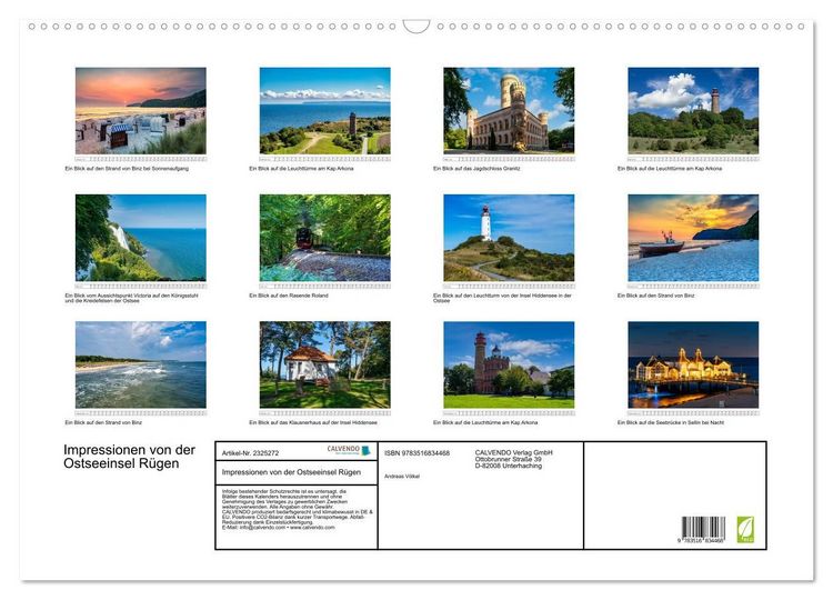 Produktbild: Impressionen von der Ostseeinsel R&uuml;gen (Wandkalender 2027 DIN A2 quer), CALVENDO Monatskalender