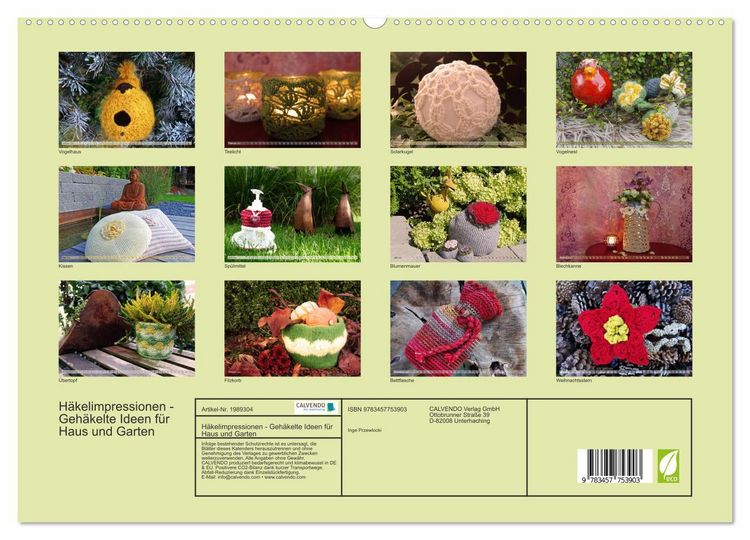 Produktbild: H&auml;kelimpressionen - Geh&auml;kelte Ideen f&uuml;r Haus und Garten (hochwertiger Premium Wandkalender 2026 DIN A2 quer), Kunstdruck in Hochglanz