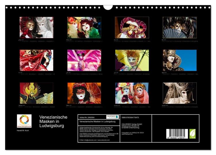 Produktbild: Venezianische Masken in Ludwigsburg (Wandkalender 2027 DIN A3 quer), CALVENDO Monatskalender