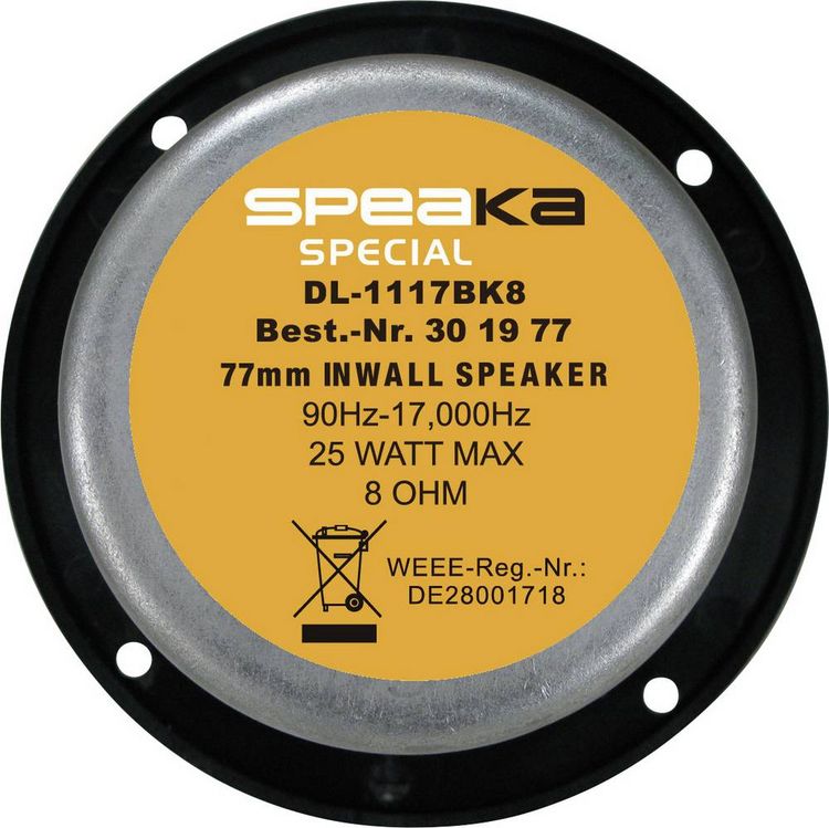 Produktbild: SpeaKa Professional DL-1117 Einbaulautsprecher 25W 8Ω Schwarz 1St.