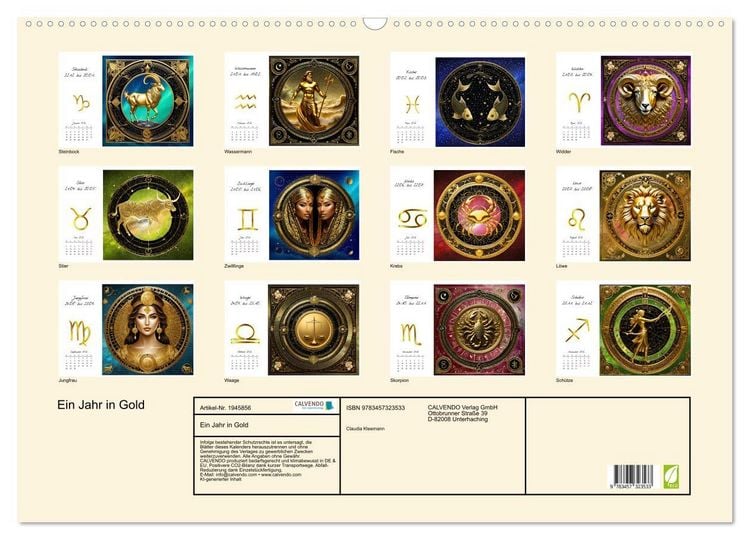 Produktbild: Ein Jahr in Gold (Wandkalender 2026 DIN A2 quer), CALVENDO Monatskalender