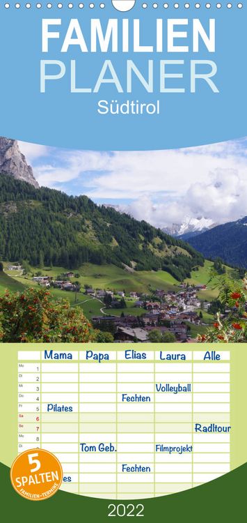 Produktbild: Familienplaner S&uuml;dtirol 2022 (Wandkalender 2022 , 21 cm x 45 cm, hoch)