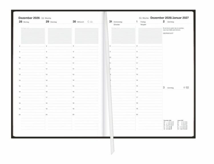 Produktbild: Terminer A6, Leder schwarz 2027