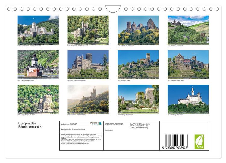 Produktbild: Burgen der Rheinromantik (Wandkalender 2026 DIN A4 quer), CALVENDO Monatskalender