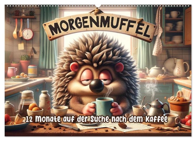 Produktbild: Morgenmuffel: 12 Monate auf der Suche nach dem Kaffee (Wandkalender 2026 DIN A2 quer), CALVENDO Monatskalender