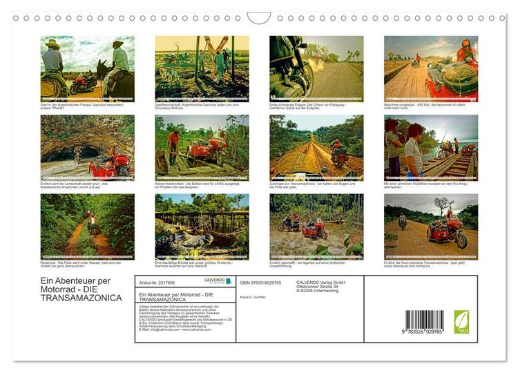 Produktbild: Ein Abenteuer per Motorrad - DIE TRANSAMAZONICA (Wandkalender 2026 DIN A3 quer), CALVENDO Monatskalender