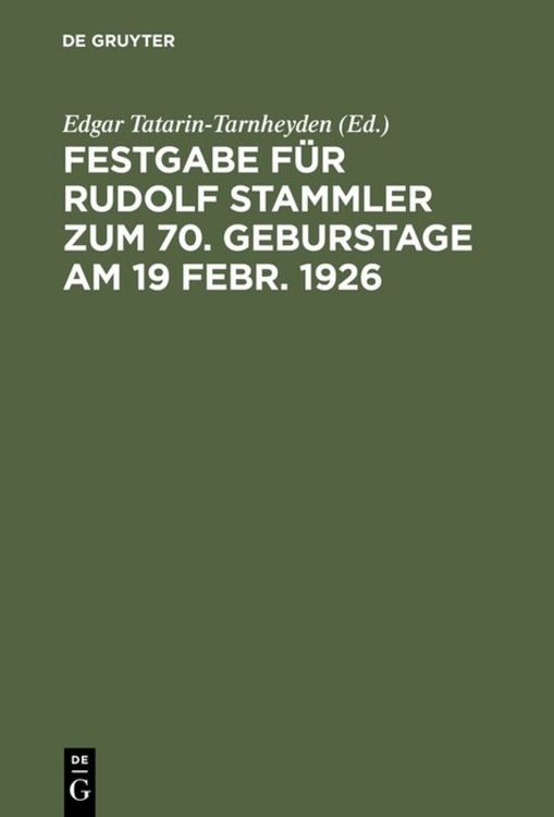 Produktbild: Festgabe f&uuml;r Rudolf Stammler zum 70. Geburstage am 19 Febr. 1926