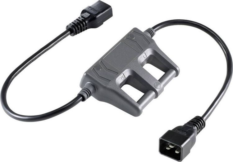 Produktbild: VOLTCRAFT CAA-1L 16 Messadapter Kaltger&auml;te-Stecker C20 - Kaltger&auml;te-Buchse C19 Dunkelgrau