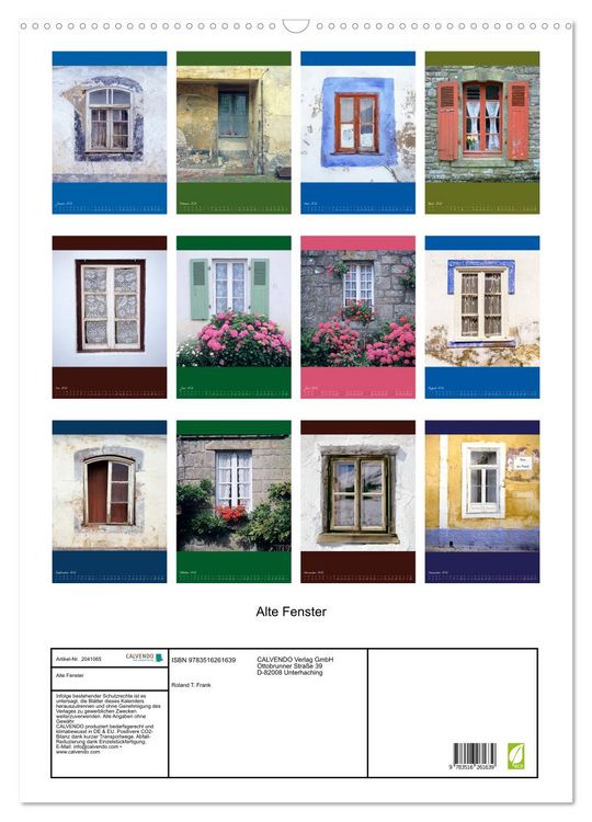 Produktbild: Alte Fenster (Wandkalender 2026 DIN A2 hoch), CALVENDO Monatskalender