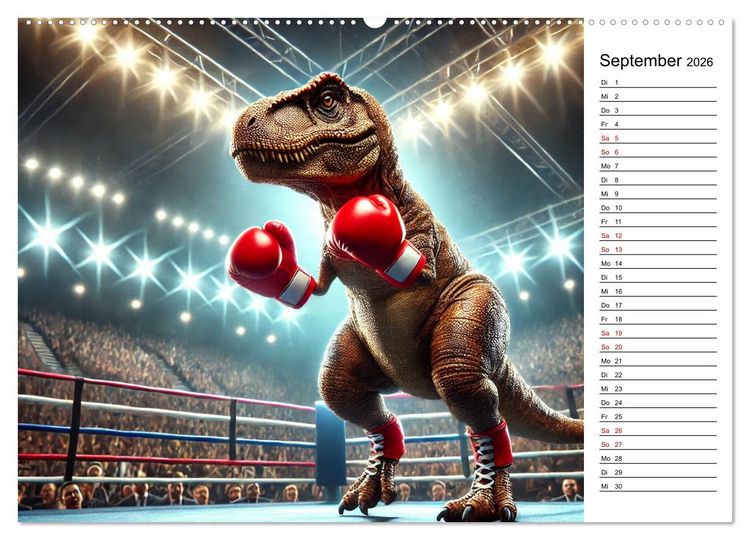 Produktbild: Sportlicher T-Rex - Mit Fun durch das Jahr (Wandkalender 2026 DIN A2 quer), CALVENDO Monatskalender