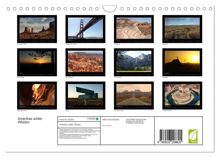 Produktbild: Amerikas wilder Westen (Wandkalender 2026 DIN A4 quer), CALVENDO Monatskalender