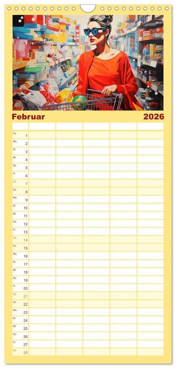 Produktbild: Familienplaner 2026 - Pop-Art. Eine Reise in coolen Illustrationen mit 5 Spalten (Wandkalender, 21 x 45 cm) CALVENDO