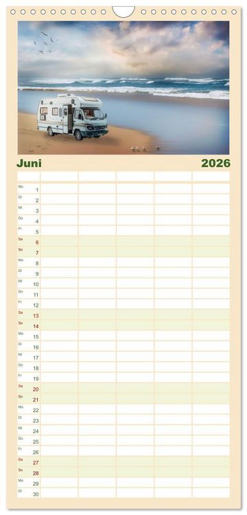 Produktbild: Familienplaner 2026 - Camping macht gl&uuml;cklich! mit 5 Spalten (Wandkalender, 21 x 45 cm) CALVENDO
