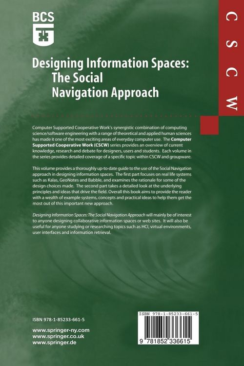 Produktbild: Designing Information Spaces: The Social Navigation Approach