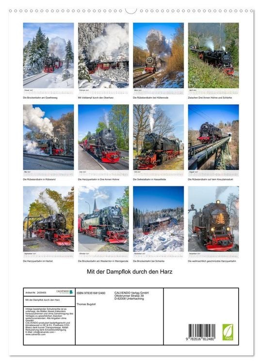 Produktbild: Mit der Dampflok durch den Harz (hochwertiger Premium Wandkalender 2027 DIN A2 hoch), Kunstdruck in Hochglanz