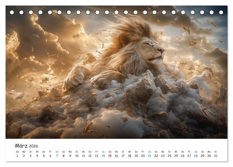 Produktbild: Die St&auml;rke der L&ouml;wenw&auml;chter (Tischkalender 2026 DIN A5 quer), CALVENDO Monatskalender