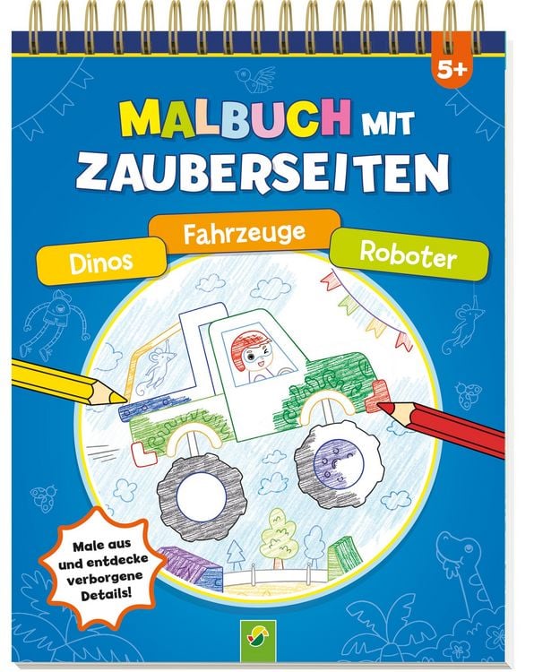 Produktbild: Malbuch mit Zauberseiten Dinos, Fahrzeuge, Roboter