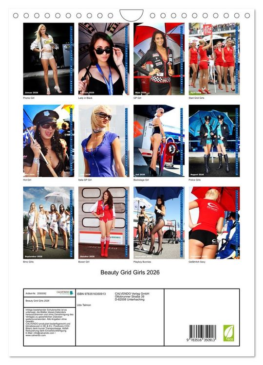 Produktbild: Beauty Grid Girls 2026 (Wandkalender 2026 DIN A4 hoch), CALVENDO Monatskalender