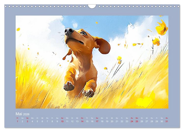 Produktbild: Dackelzauber. Charmante Begleiter im lieblichen Aquarell-Stil (Wandkalender 2026 DIN A3 quer), CALVENDO Monatskalender