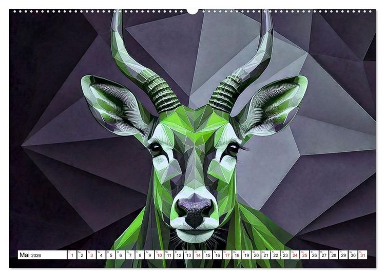 Produktbild: Low Poly Wildlife (hochwertiger Premium Wandkalender 2026 DIN A2 quer), Kunstdruck in Hochglanz