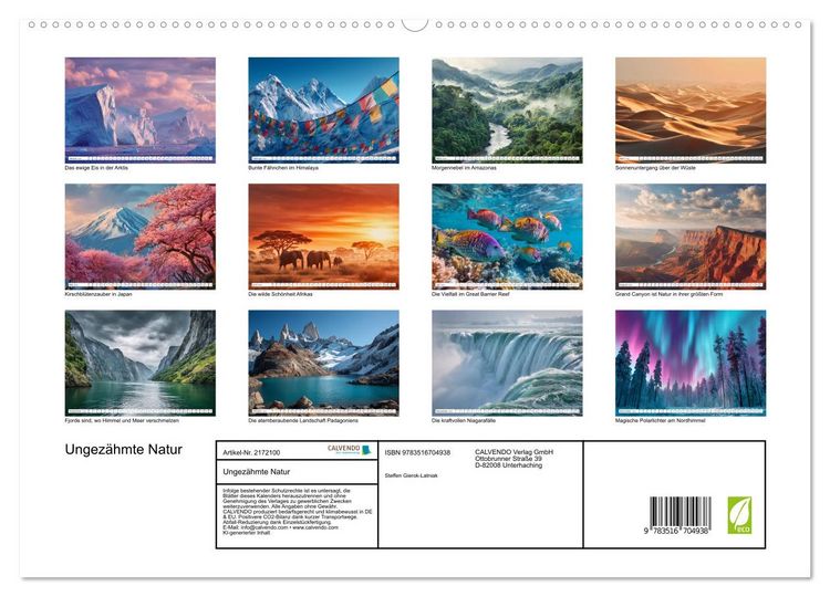 Produktbild: Ungez&auml;hmte Natur (hochwertiger Premium Wandkalender 2026 DIN A2 quer), Kunstdruck in Hochglanz