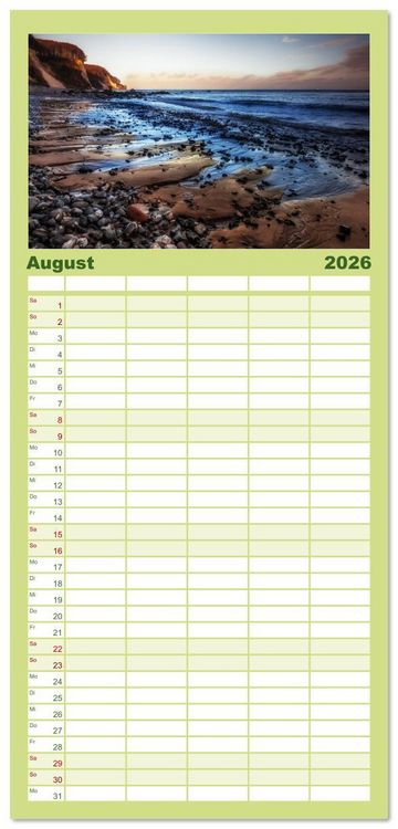 Produktbild: Familienplaner 2026 - Leidenschaft Landschaften mit 5 Spalten (Wandkalender, 21 x 45 cm) CALVENDO
