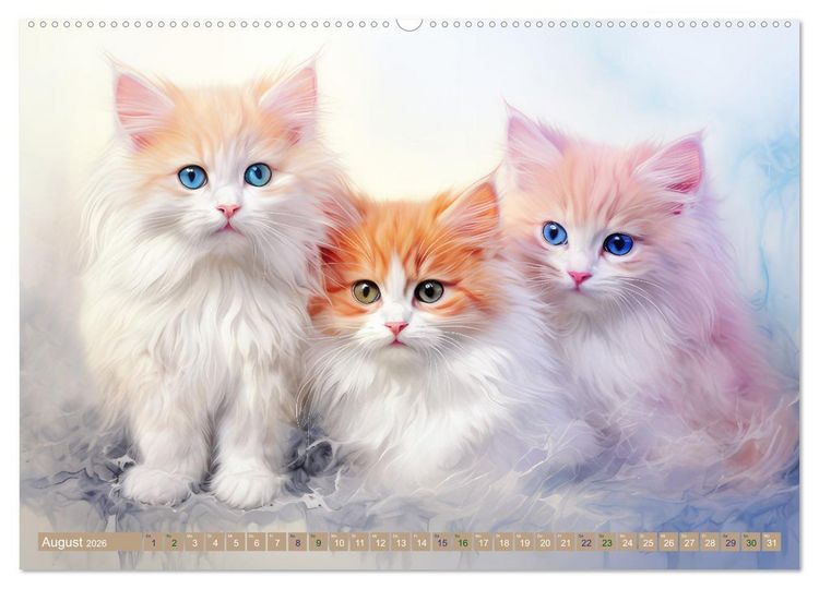 Produktbild: Katzen im Pastellstil (Wandkalender 2026 DIN A2 quer), CALVENDO Monatskalender
