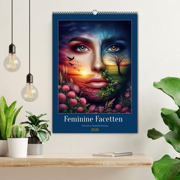 Produktbild: Feminine Facetten - Portraits in Doppelbelichtung (Wandkalender 2026 DIN A2 hoch), CALVENDO Monatskalender