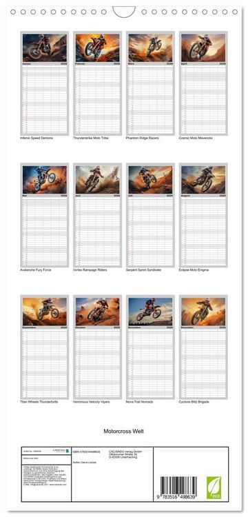 Produktbild: Familienplaner 2026 - Motorcross Welt mit 5 Spalten (Wandkalender, 21 x 45 cm) CALVENDO