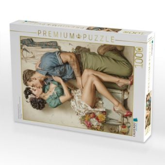 Produktbild: CALVENDO Puzzle Oh lala, ein K&uuml;sschen im Flur | 1000 Teile Lege-Gr&ouml;&szlig;e 64x48cm Foto-Puzzle f&uuml;r gl&uuml;ckliche Stunden
