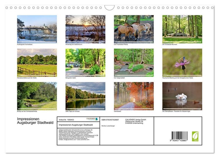 Produktbild: Impressionen Augsburger Stadtwald (Wandkalender 2026 DIN A3 quer), CALVENDO Monatskalender